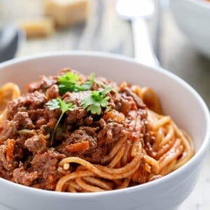 Spaghetti Bolognese in a bowl
