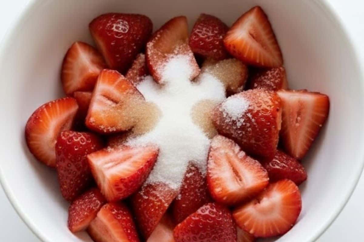 cut the strawberries into quarters and mix it sugar and cointreau,