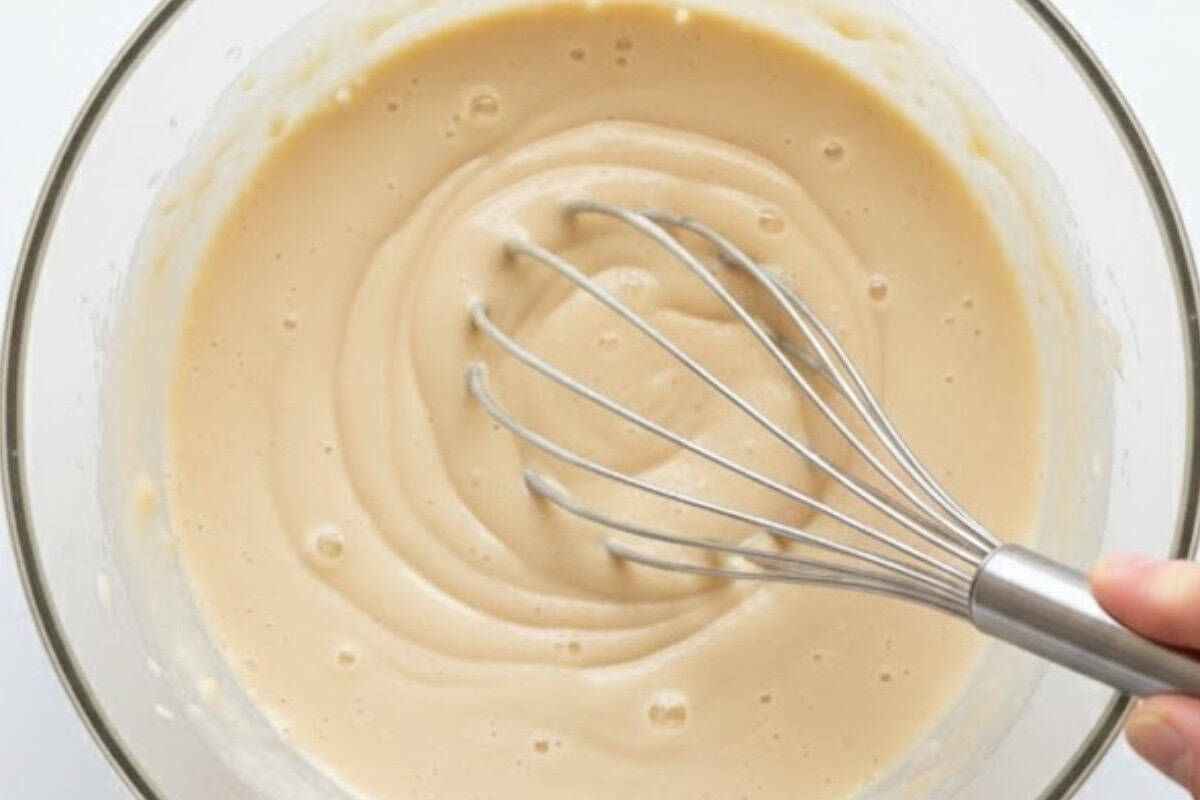 If not blending, whisk the eggs, oil, vanilla, sugar, and milk, then add the flour and whisk again.