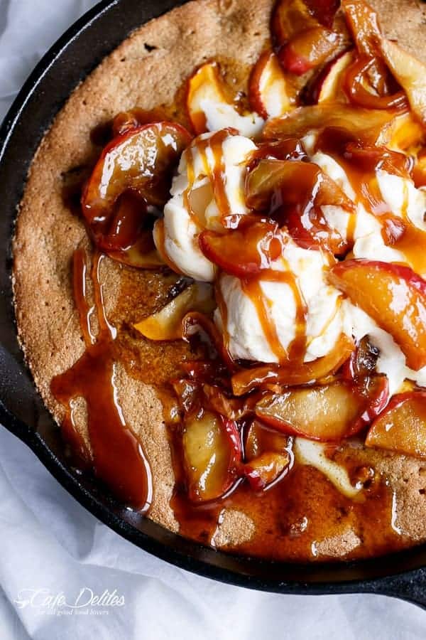 These take the pie and knock it over the head  Apple Pie Deep Dish Skillet Cookie