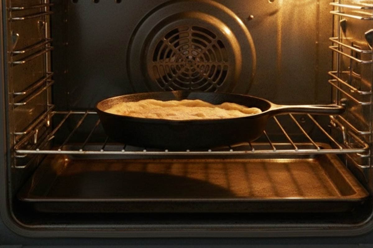 Baking the pie in the oven. - 9