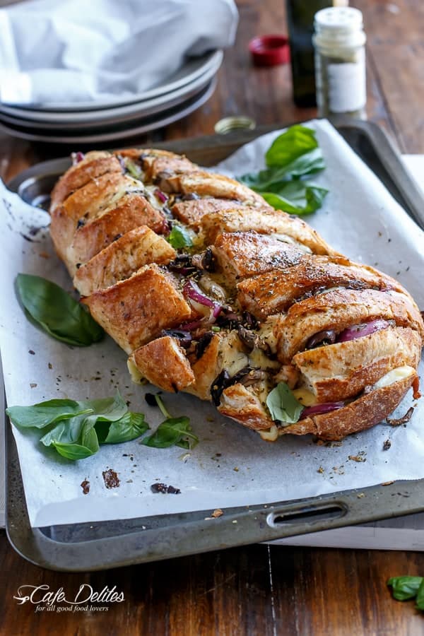 Barbecue Chicken Pizza Stuffed Bread | https://cafedelites.com