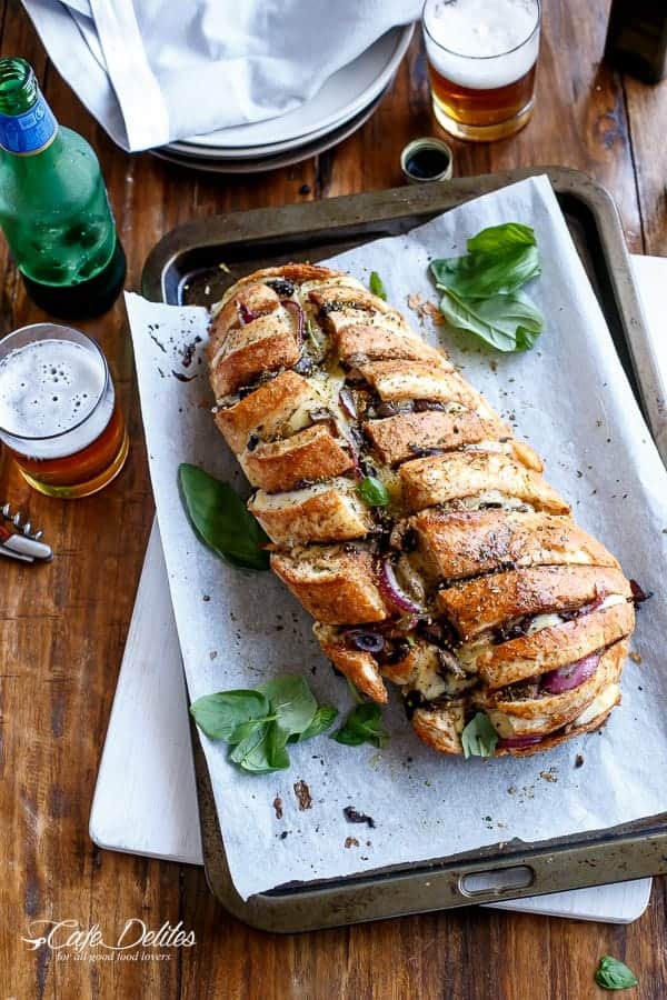 Barbecue Chicken Pizza Stuffed Bread | https://cafedelites.com