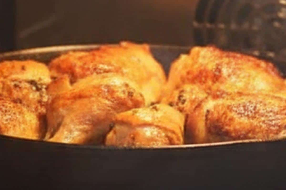 Placed the pan in the oven. - 7