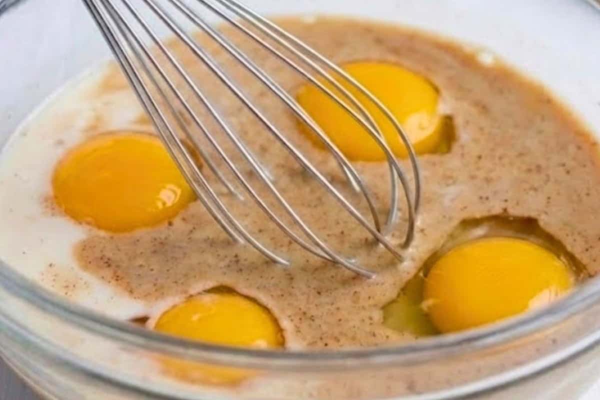 Whisk together the coffee, sugar, and milk until dissolved. Add the eggs and whisk until fully combined. - 3