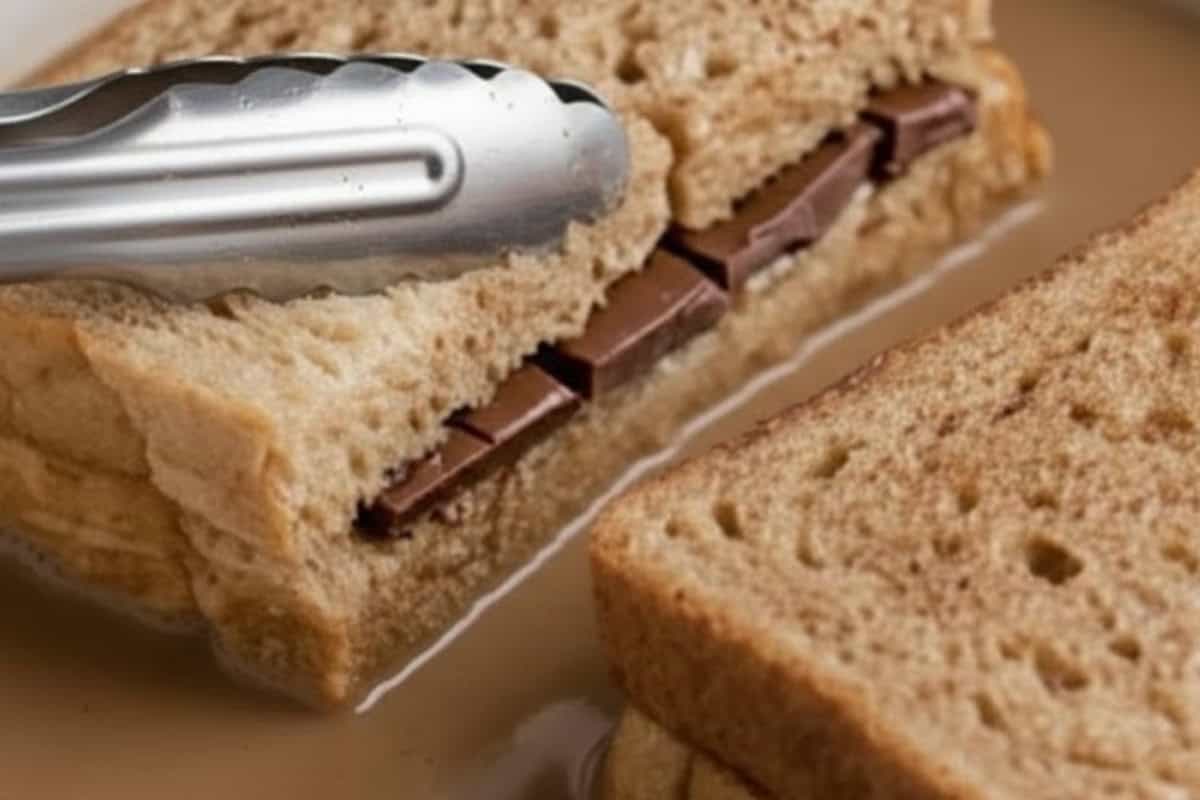 Divide the chocolate evenly among the soaked bread pieces, then top with the remaining halves - 5