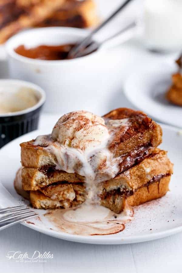 Cappuccino Chocolate French Toast with Coffee Cream | https://cafedelites.com