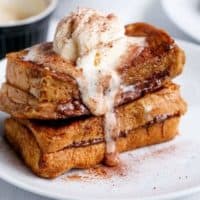 Cappuccino French Toast with Coffee Cream on a plate