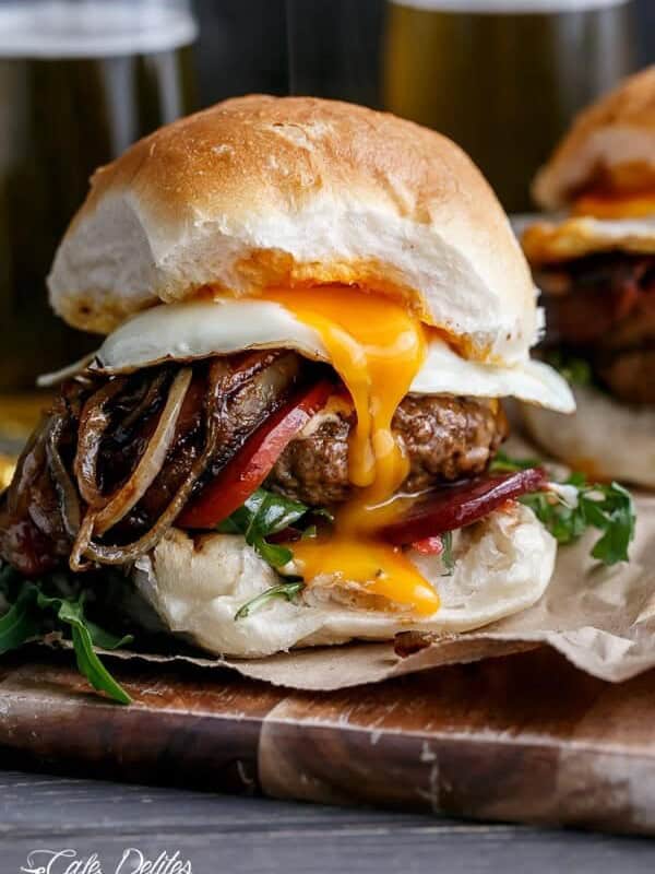 Drunken Aussie Beef Burgers on plate
