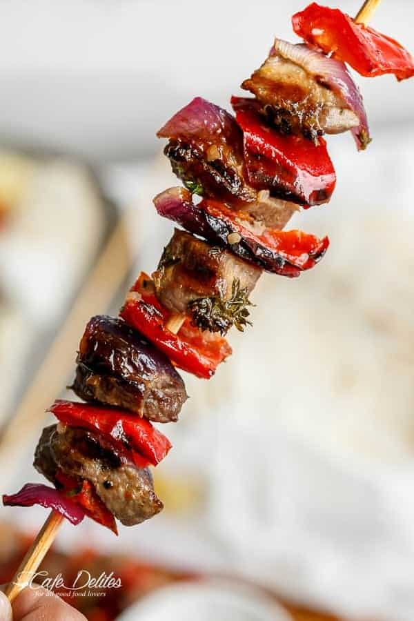 Greek Lamb Souvlaki with a Garlic Yogurt Dip