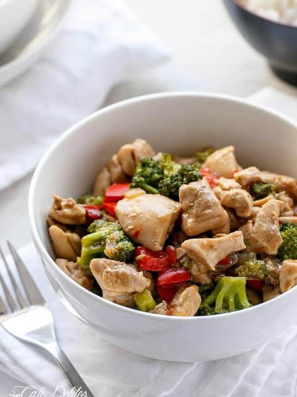 Simple Hoisin Chicken and Broccoli Stir-Fry in a bowl