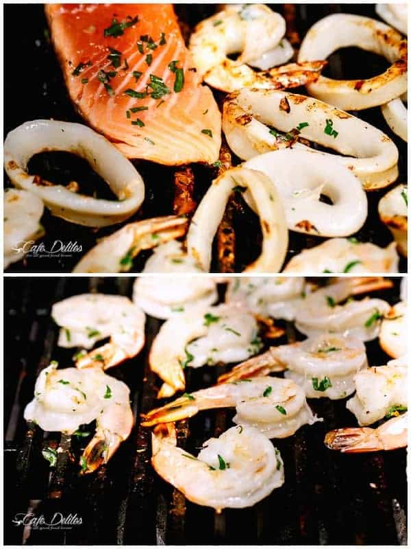 Barbecued Seafood Salad with Garlicky Greek Yogurt Dressing for Two Barbecued Seafood Salad with Garlicky Greek Yogurt Dressing