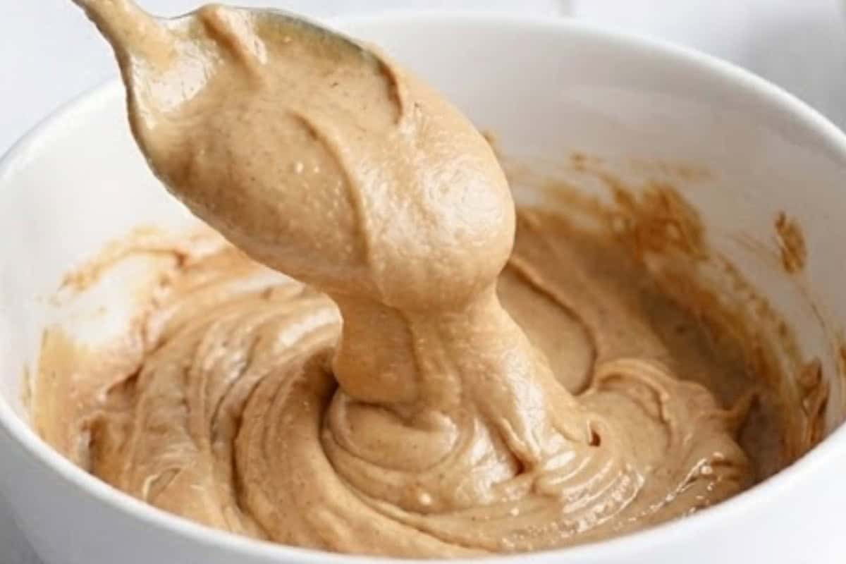 In a separate bowl, combine the peanut butter, cream cheese, and maple syrup. - 4