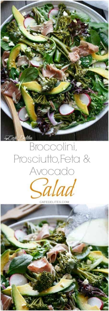 Broccolini, Prosciutto, Feta And Avocado Salad with a Dijon Dressing