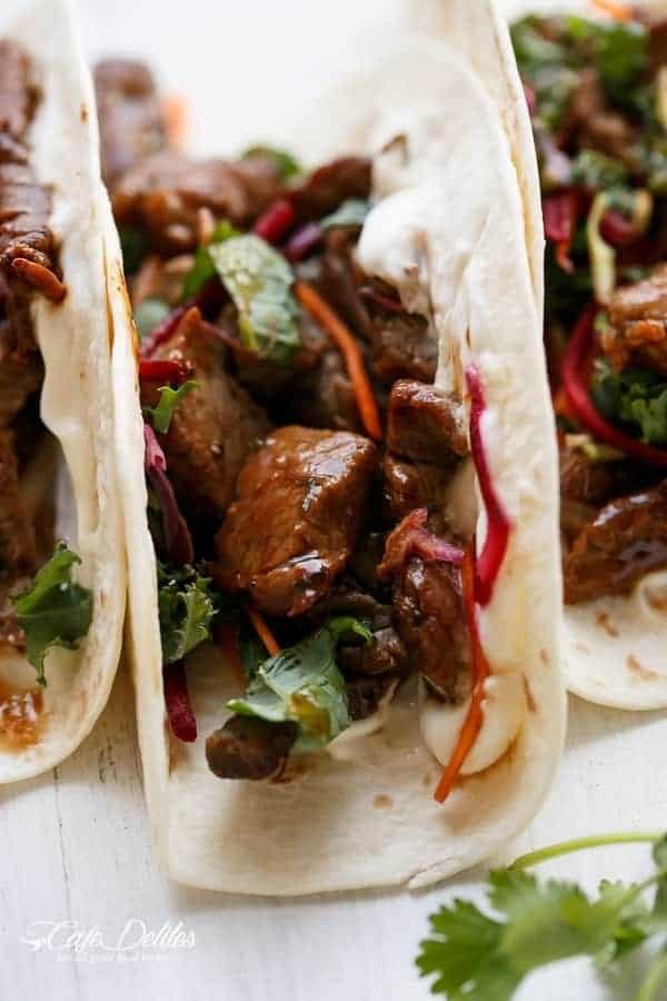 one of those experimental things that works and you want to kiss yourself Korean Bulgogi Bbq Beef Tacos