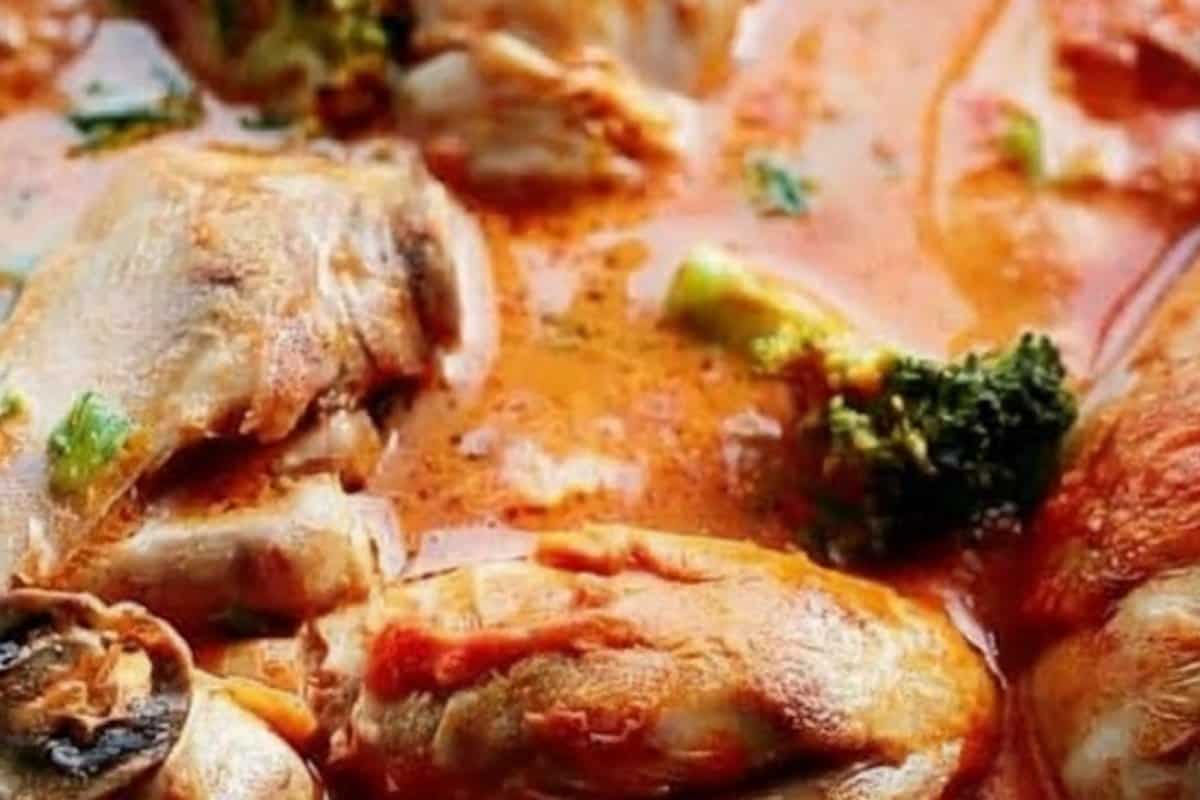 Pour in the condensed tomato soup or passata and simmer for 10-15 minutes until chicken is cooked