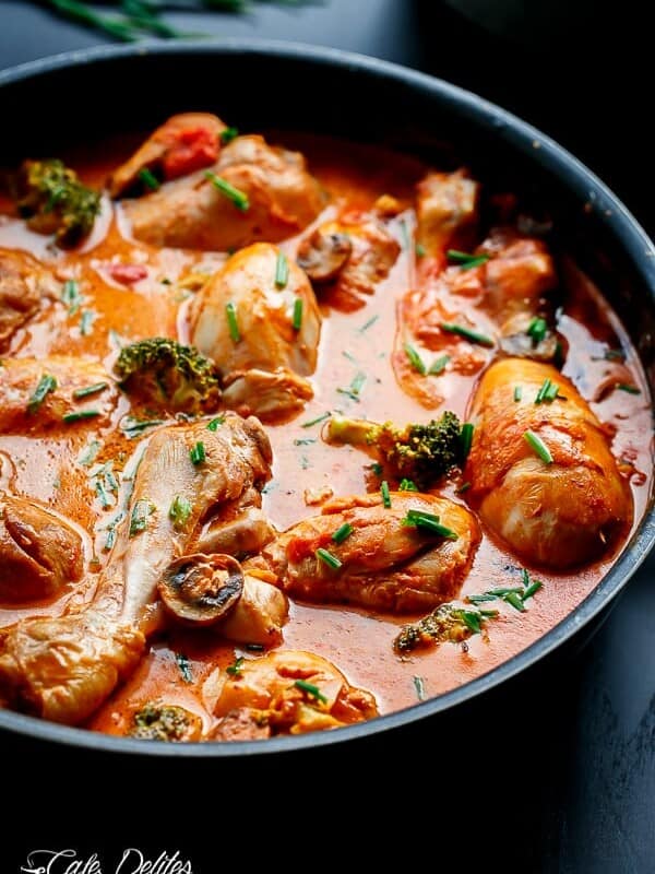 Creamy Tomato Chicken Drumsticks in a pan