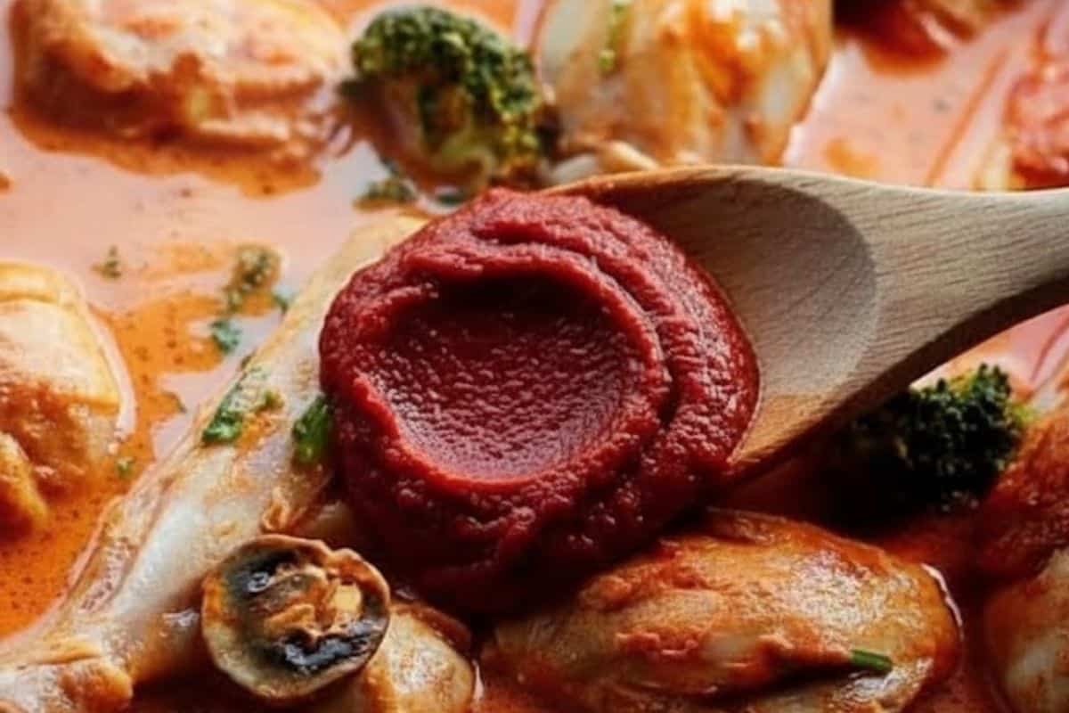 Stir in the tomato paste and continue simmering for another 5 minutes.