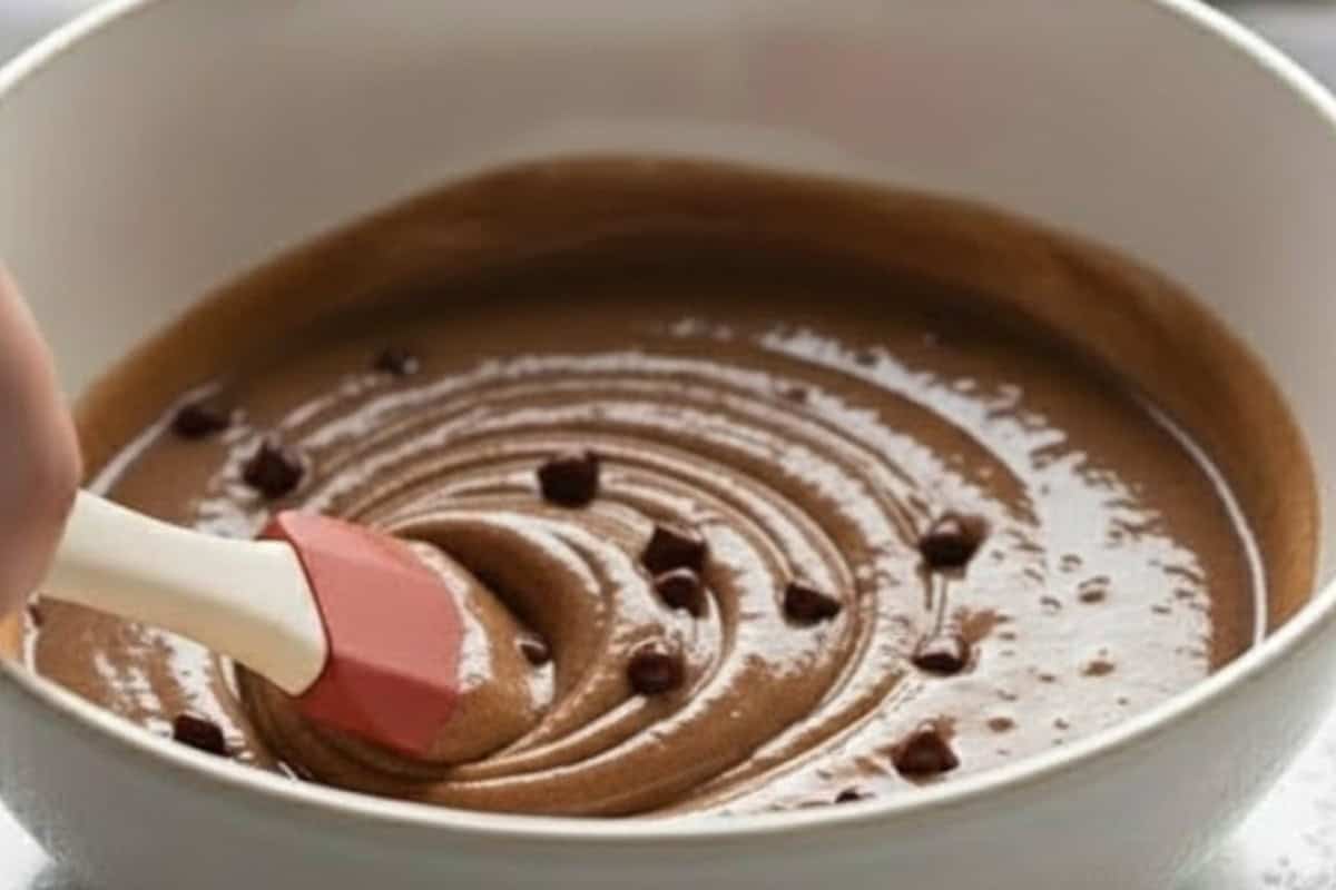 Stir the chocolate chips through the batter