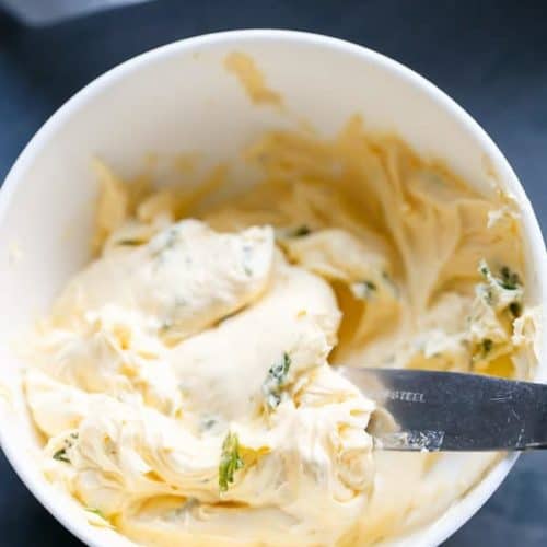 Top view of Garlic Butter in a bowl