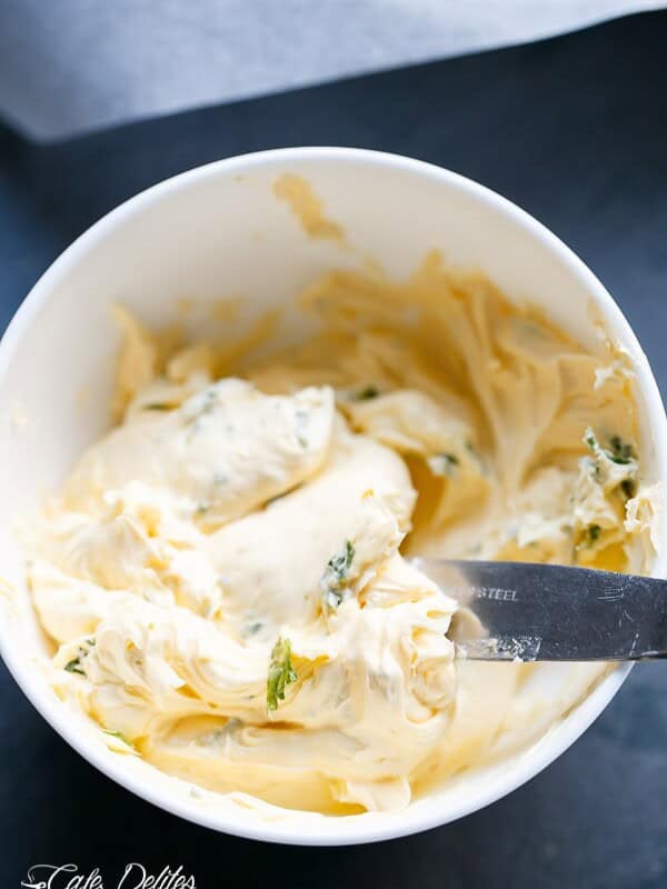 Top view of Garlic Butter in a bowl