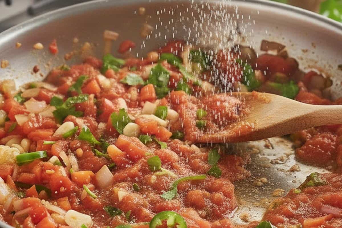 Adding the vegetable stock powder. - 5