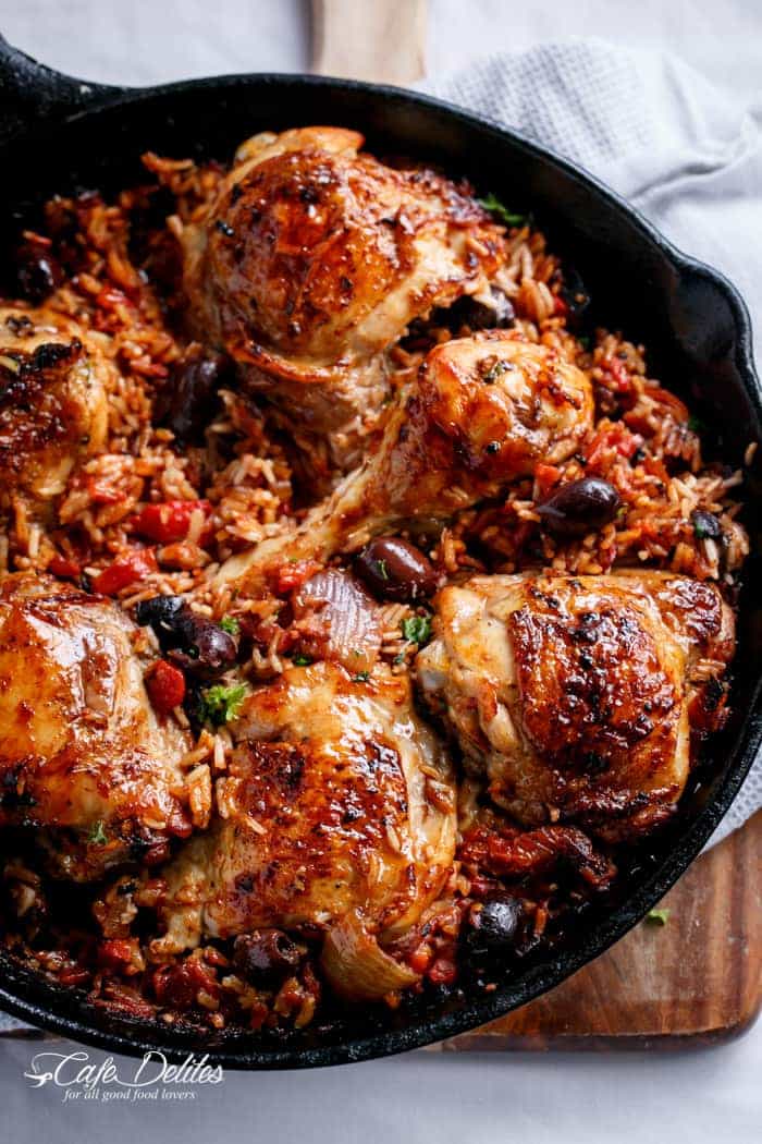 One Pan Tomato Basil Chicken & Rice - Cafe Delites