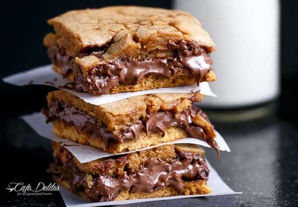 Nutella Stuffed Salted Caramel Blondies