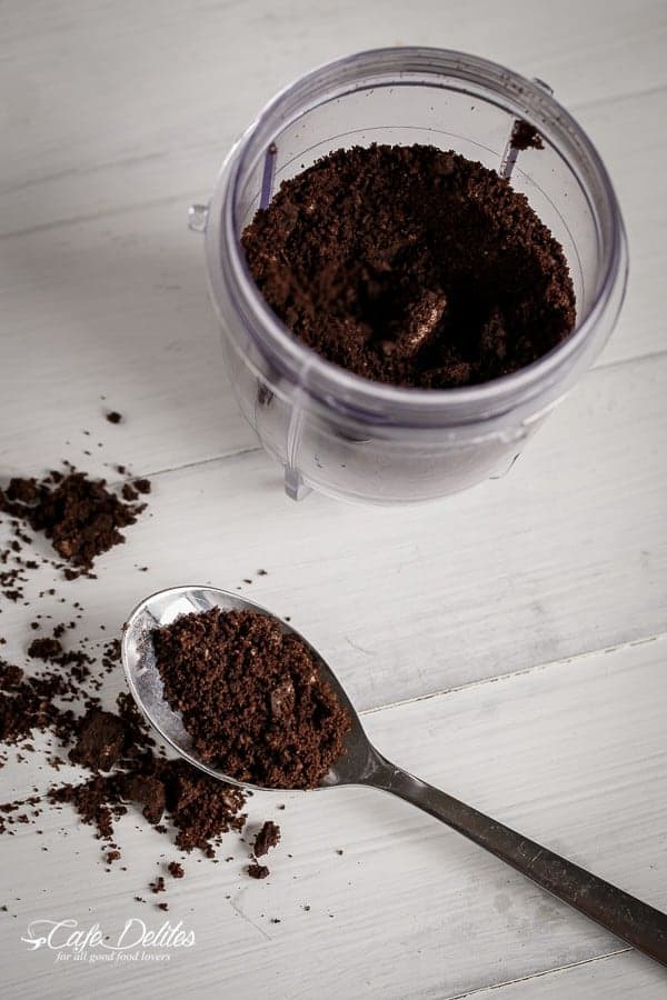 Oreo crumbs in a jar