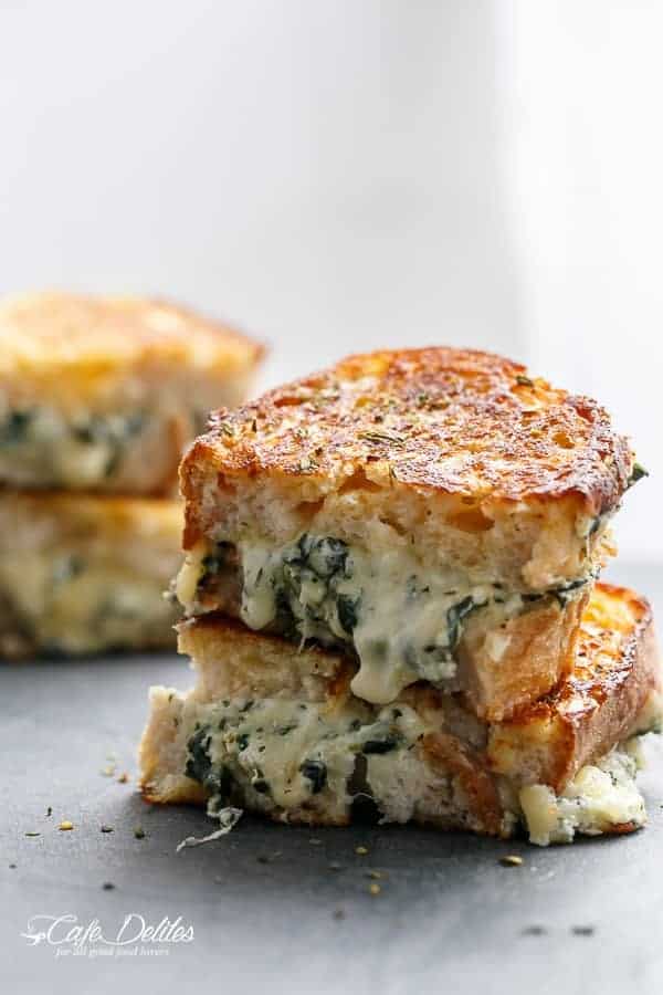 Spinach and Ricotta Cannelloni turned into Grilled Cheese Spinach and Ricotta Grilled Cheese