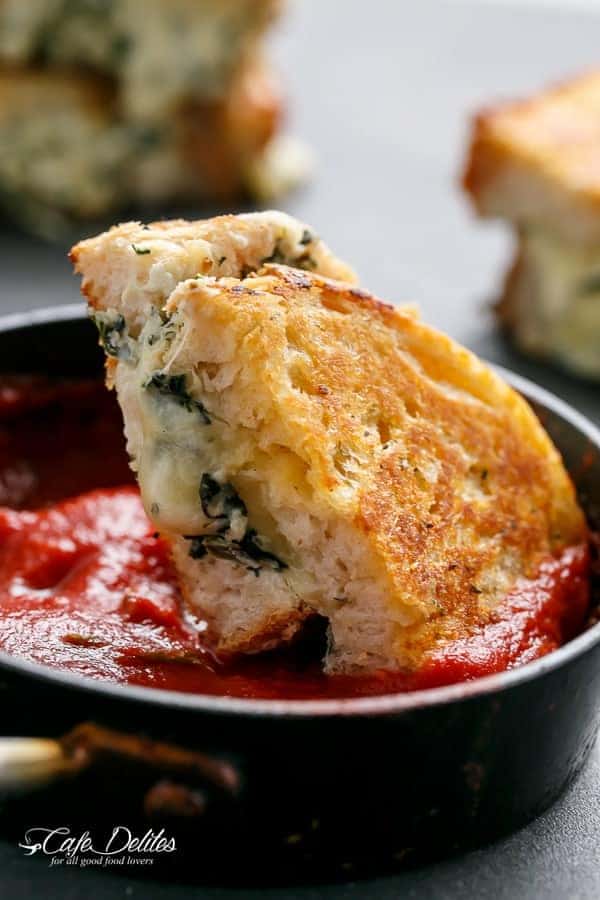 Spinach and Ricotta Cannelloni turned into Grilled Cheese Spinach and Ricotta Grilled Cheese