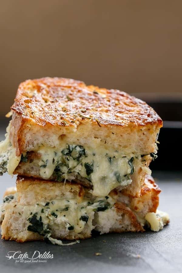 Spinach and Ricotta Grilled Cheese | https://cafedelites.com