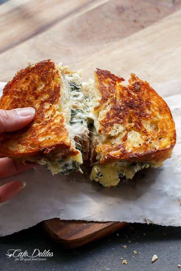 Spinach and Ricotta Grilled Cheese | https://cafedelites.com
