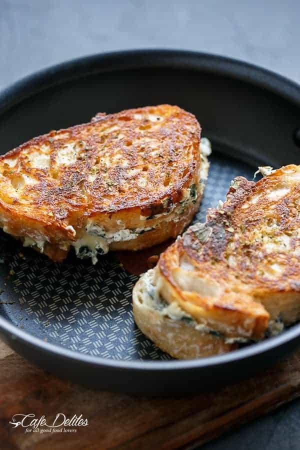 Spinach and Ricotta Grilled Cheese | https://cafedelites.com