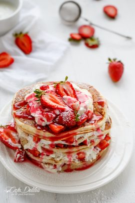 Strawberry Shortcake Greek Yogurt Pancakes