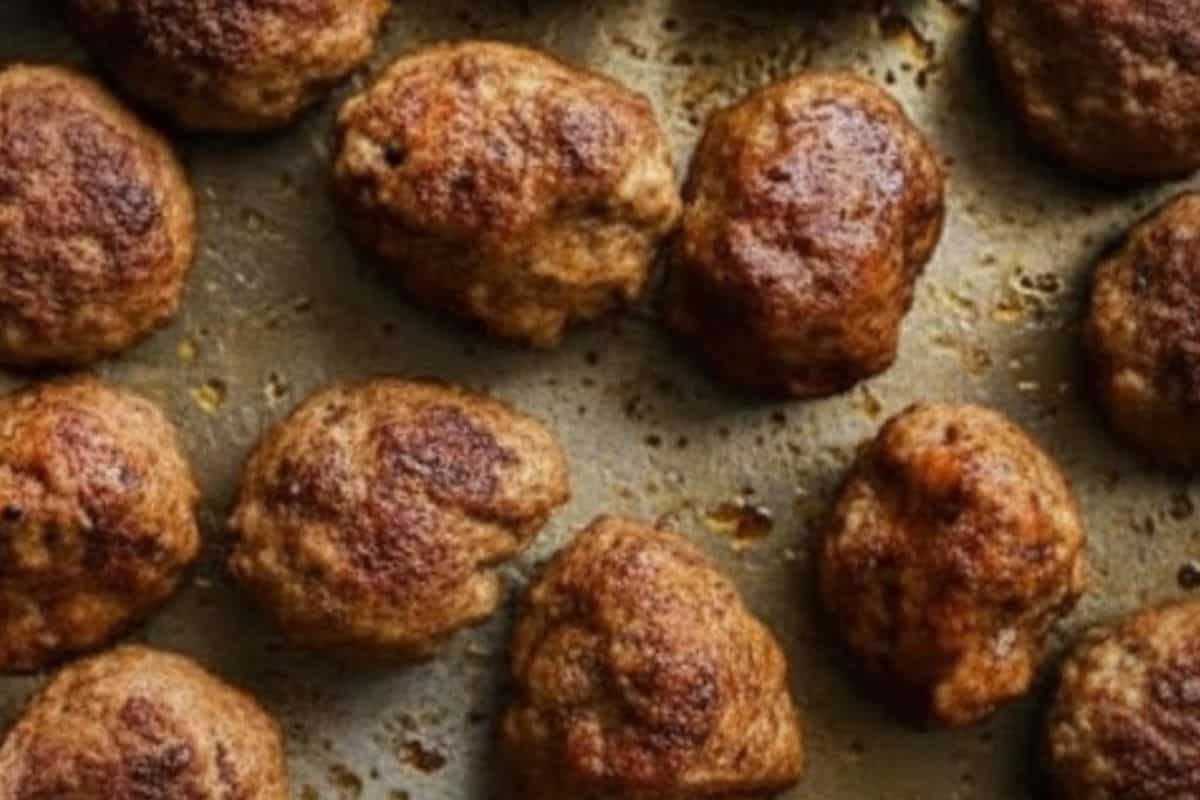 Place the meatballs in the pan and cook until the undersides are golden, - 6