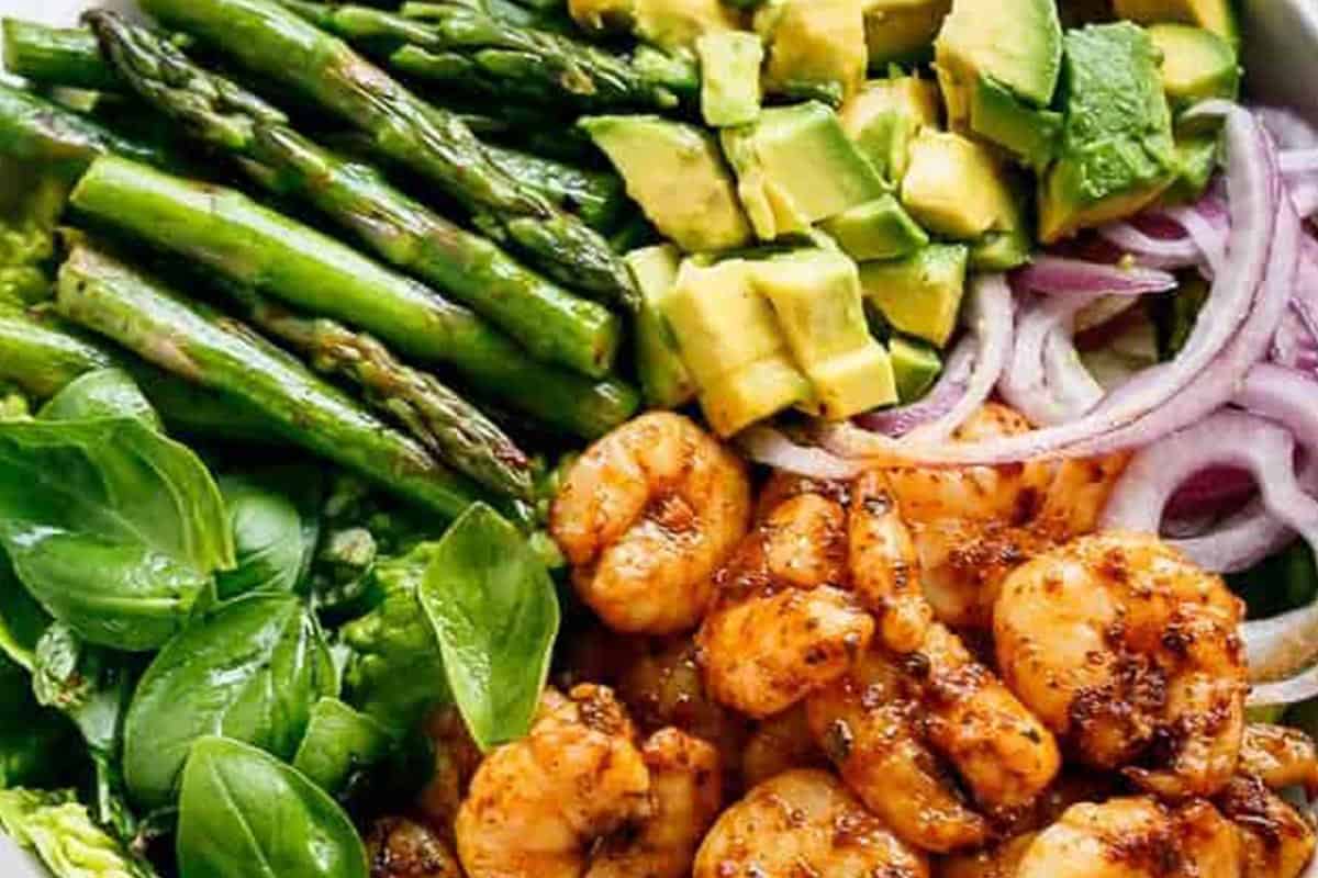 Close-up shot of Blackened Shrimp Salad. - 8