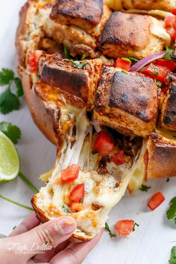 Carne Asada Chipotle Pull Apart Bread | https://cafedelites.com