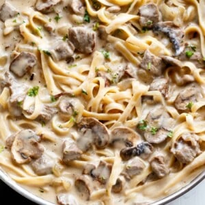 Creamy Beef and Mushroom Stroganoff in a bowl