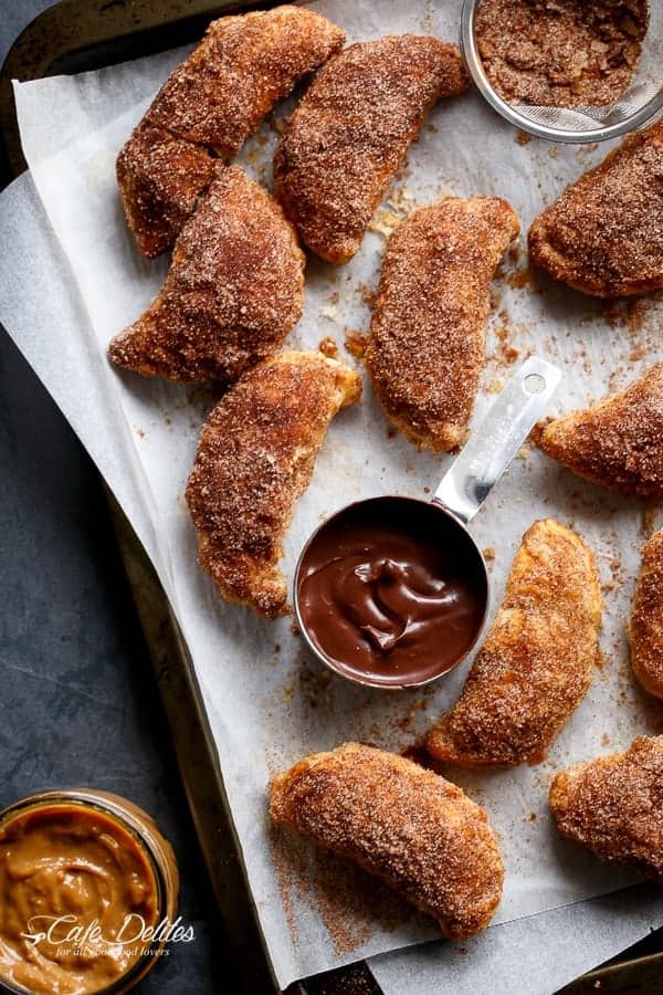 Dulce De Leche Churro Empanadas With A Mexican Chocolate Dipping Sauce Spiked With A Littl Dulce De Leche Churro Empanadas