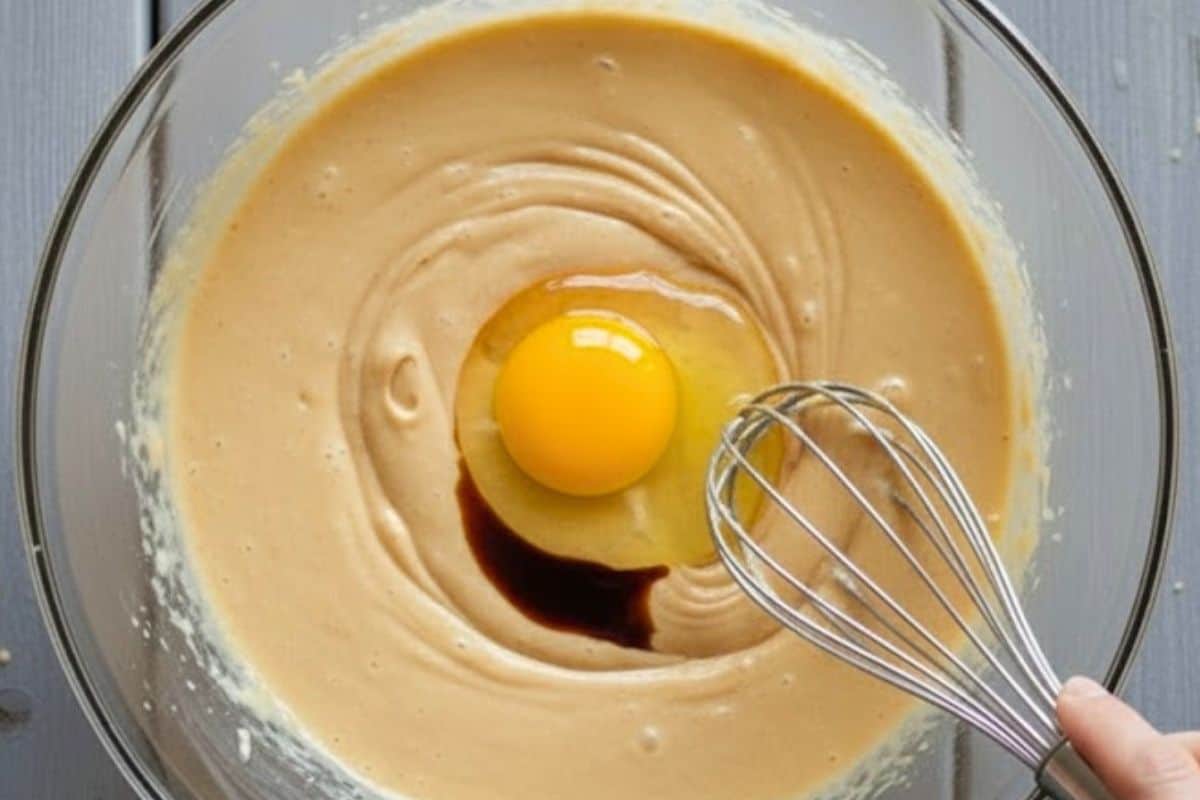 Stir in the egg and vanilla until the mixture  - 5