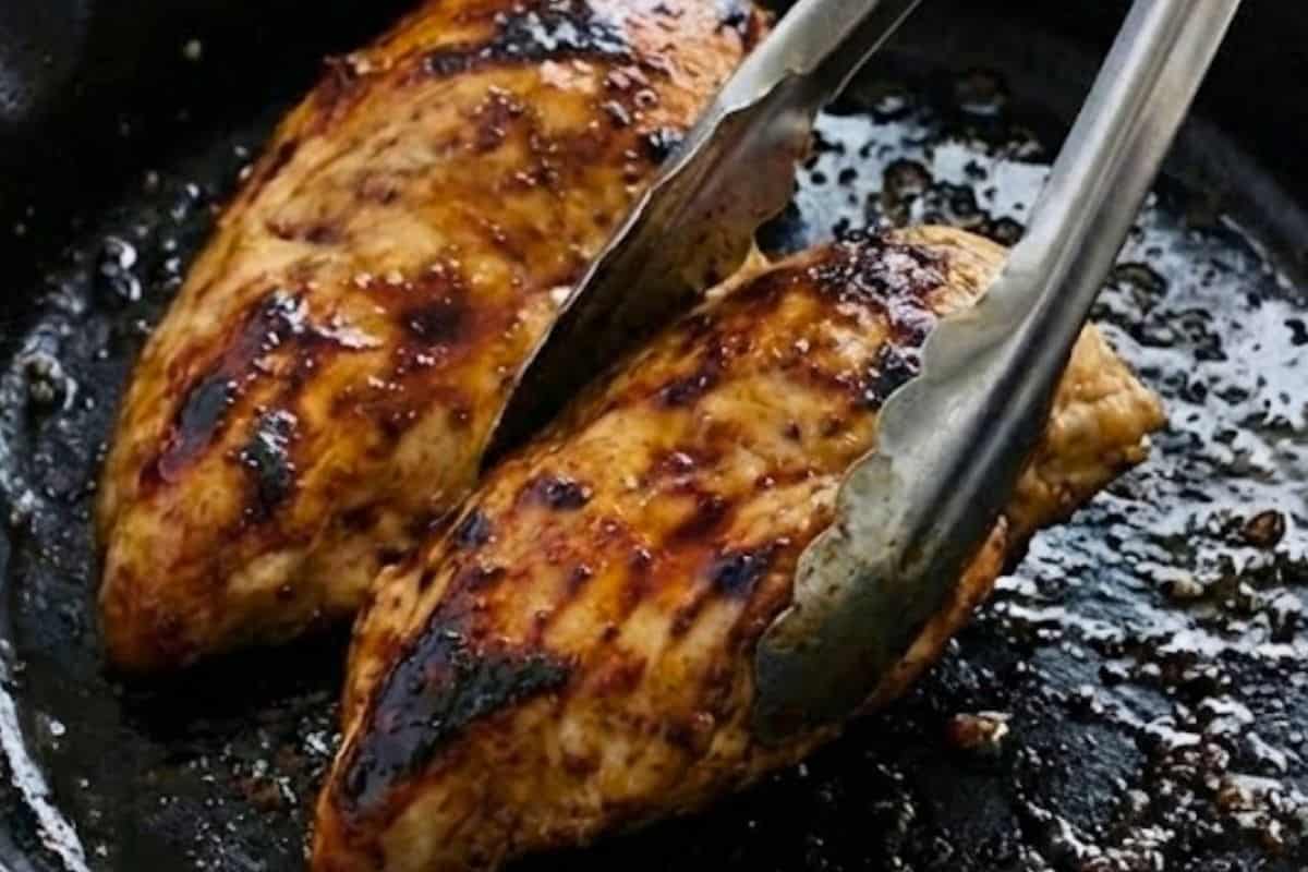 Toss chicken with garlic oil, balsamic glaze, salt, and garlic, then pan-sear over medium heat - 3