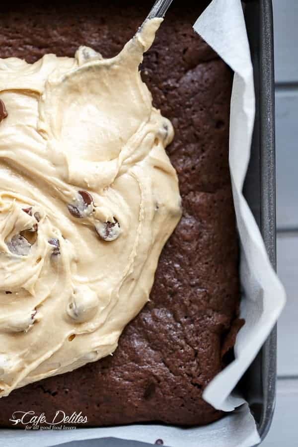 Espresso Fudge Brownies with Mocha Swirl Cookie Dough | https://cafedelites.com