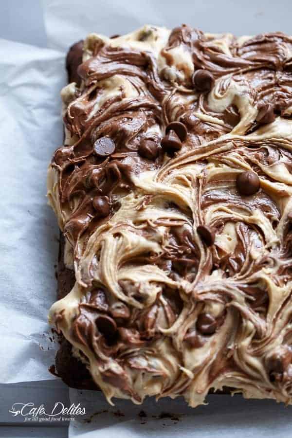 Espresso Fudge Brownies with Mocha Swirl Cookie Dough | https://cafedelites.com