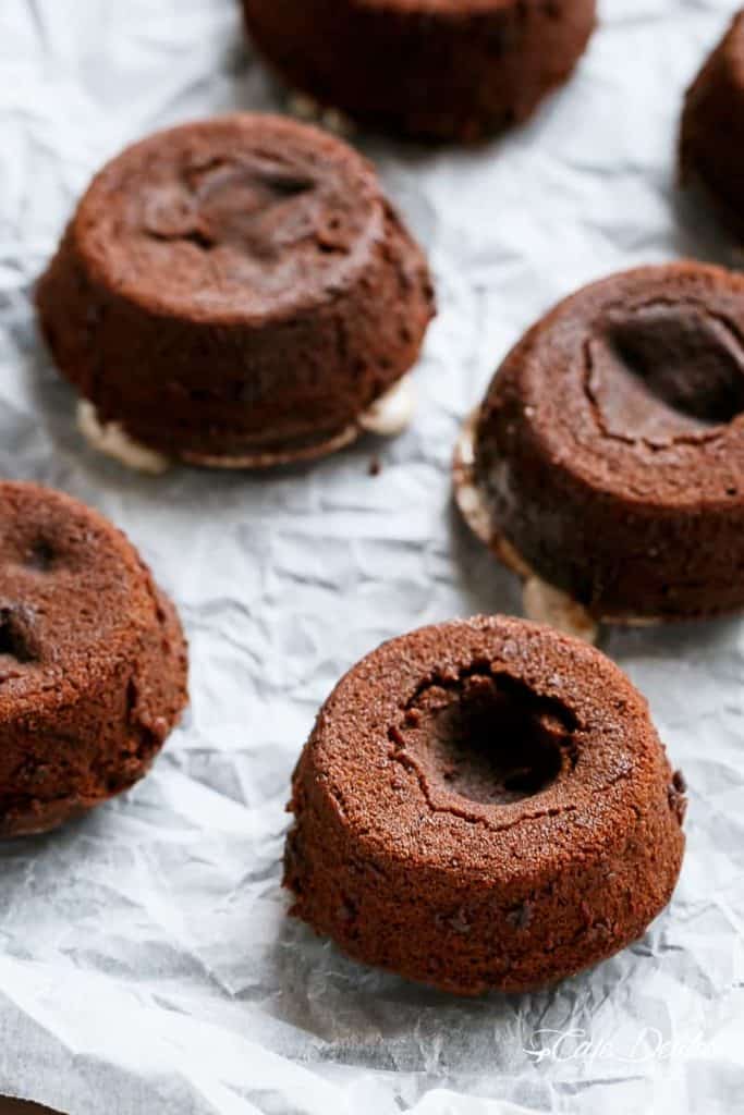 Chocolate Molten Lava Cakes with melted gooey marshmallow in the centre Chocolate Lava Cakes