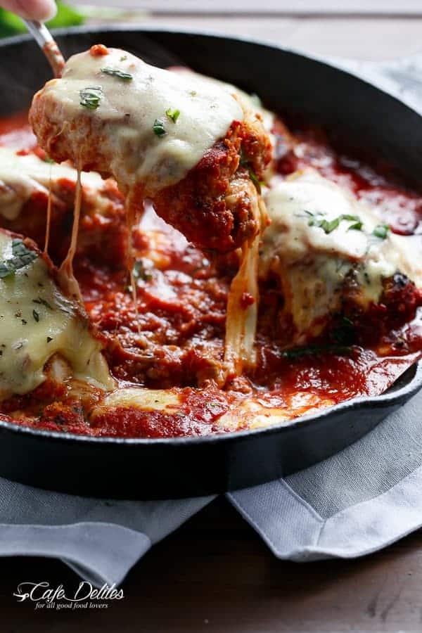 Mozzarella Stuffed Chicken Parmesan - Cafe Delites