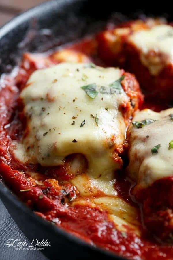 Mozzarella Stuffed Chicken Parmesan - Cafe Delites