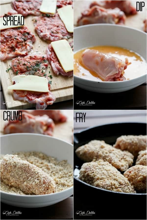 One Pan Mozzarella Stuffed Chicken Parmesan | https://cafedelites.com