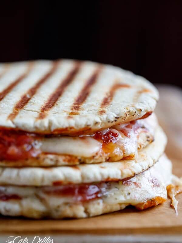 Grilled Pizza Panini stack on each other