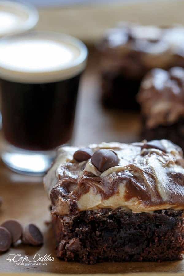 Espresso Fudge Brownies with Mocha Swirl Cookie Dough | https://cafedelites.com